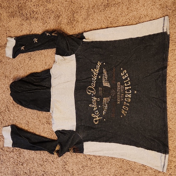 HARLEY-DAVIDSON WOMEN'S 1/4 BUTTON LONG SLEEVE HOODIE - Picture 4 of 7